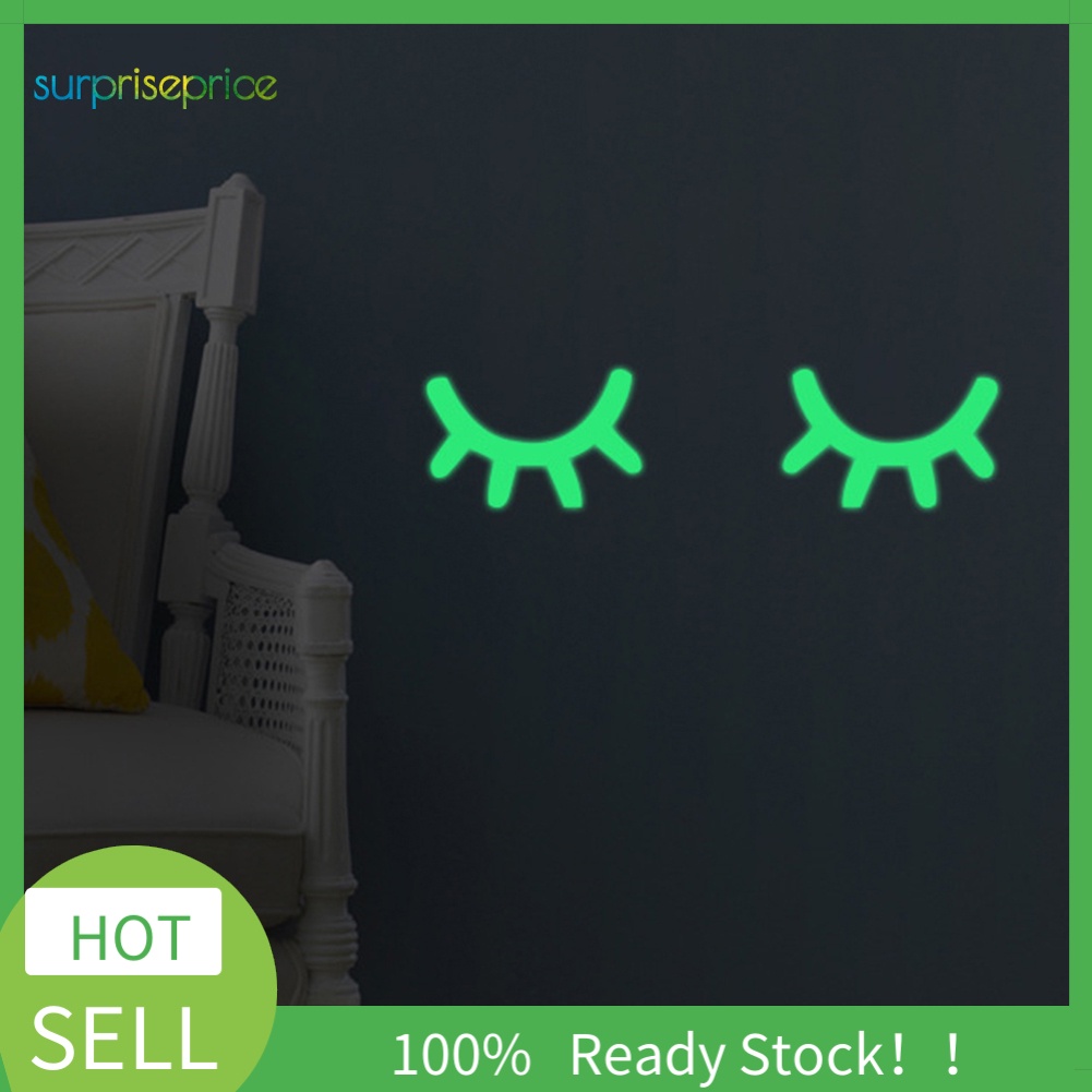 Set 2 Miếng Dán Tường Trang Trí Hình Lông Mi Dạ Quang DIY Dễ Thương