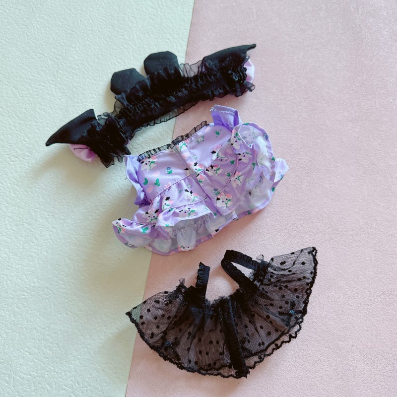 Búp Bê Em Bé Mặc Đầm Tím Vải Cotton 20cm Thiết Kế Dễ Thương