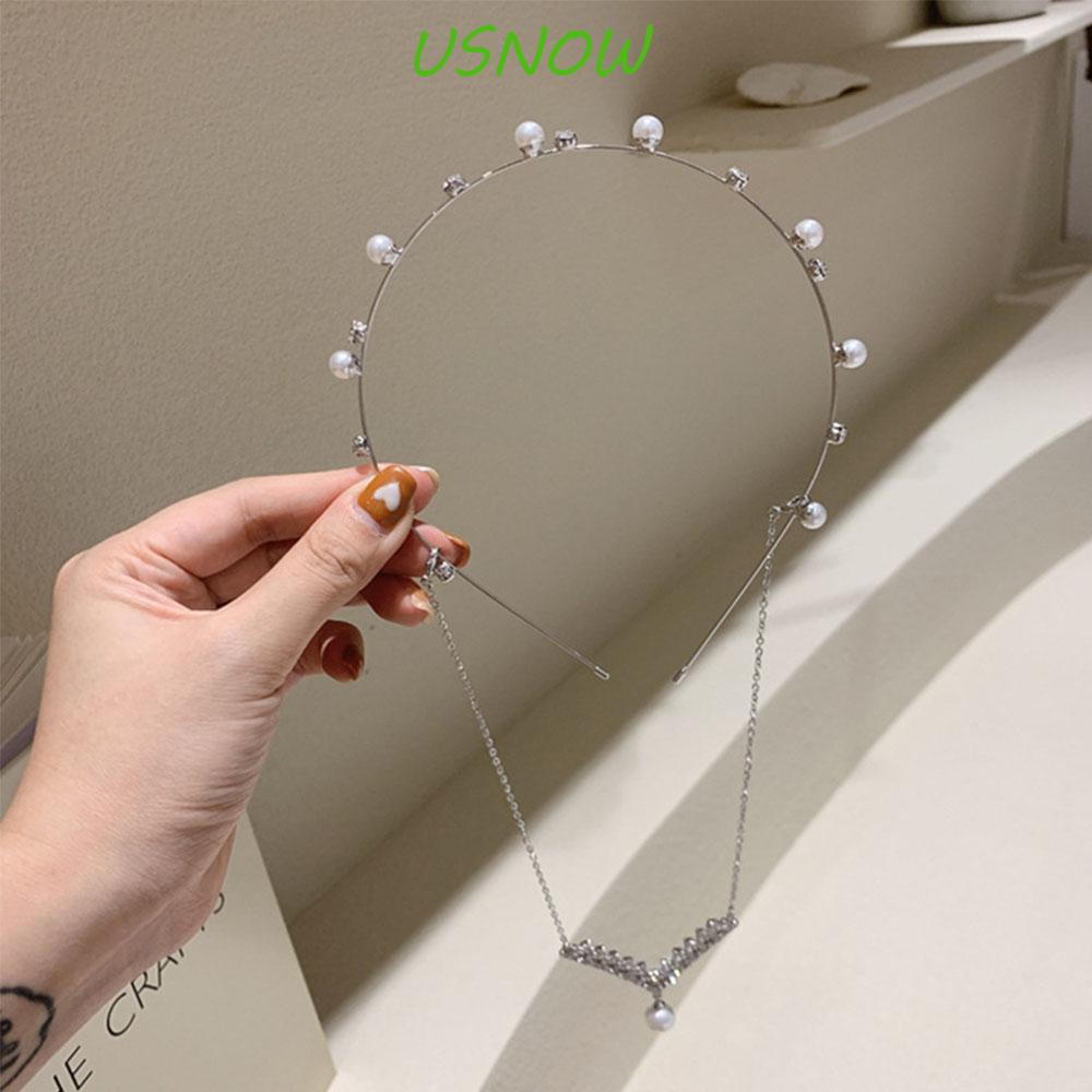 USNOW Băng Đô Đính Ngọc Trai Phối Tua Rua Thời Trang Hàn Quốc Cho Nữ