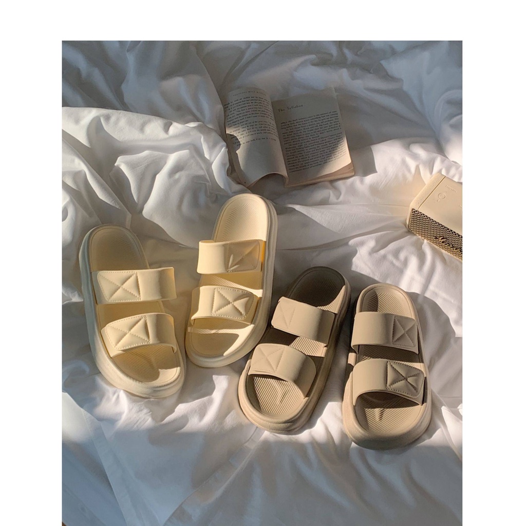 Xăng đan Hai Lớp Đế Mềm Màu Trơn Đơn Giản Thoải Mái Mùa Hè Dành Cho Bạn Nữ Mang Trong Nhà / Phòng Ngủ