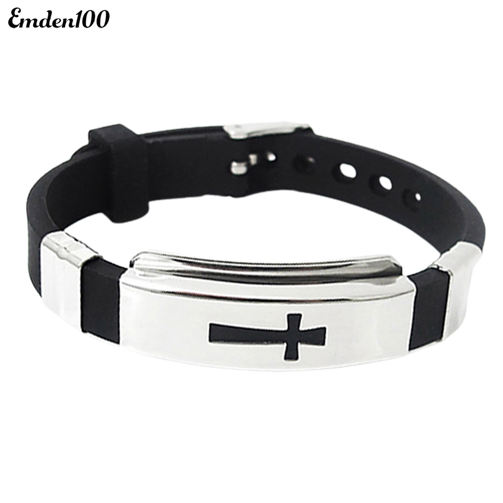 Vòng Đeo Tay Bằng Thép Không Gỉ Họa Tiết Thánh Giá Dành Cho Nam Và Nữ