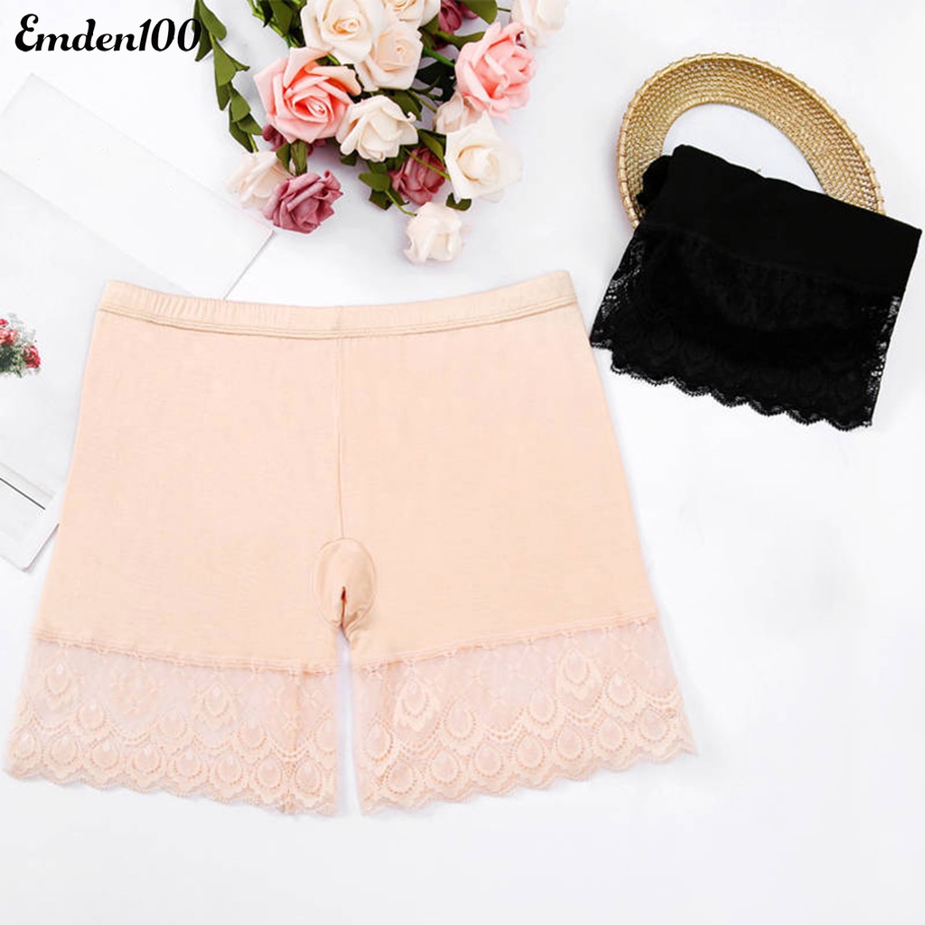 [EMDEN] Quần An Toàn Mặc Trong Váy Ngắn Họa Tiết Ren Hoa Rỗng Kích Thước Lớn Chống Lộ Hàng