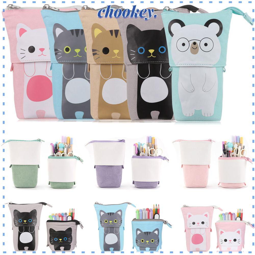 CHOOKEY Túi Đựng Bút Bằng Vải Canvas Có Khóa Kéo Hàng Mới