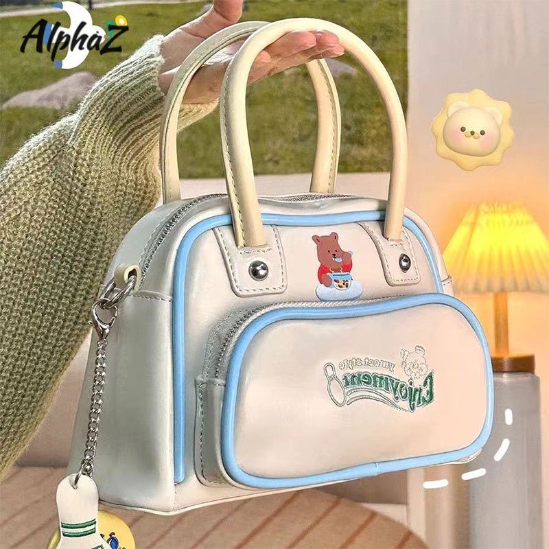 Alphaz Túi Xách Cỡ Lớn Phối Màu Tương Phản Đơn Giản Phong Cách Hàn Quốc