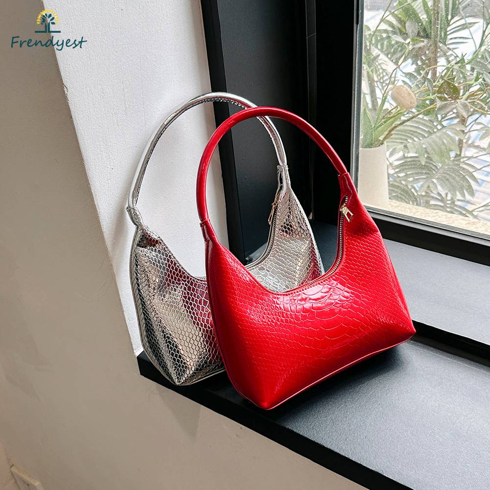 Túi Đeo Vai Bằng Da PU Họa Tiết Da Rắn Thoáng Khí Có Khóa Kéo