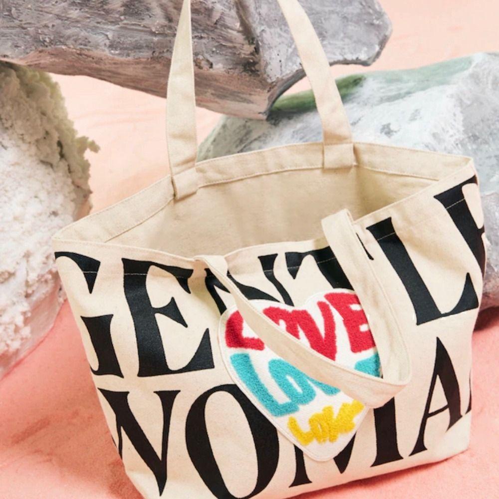 Túi Xách Canvas Cỡ Lớn In Họa Tiết Thời Trang Cho Nữ