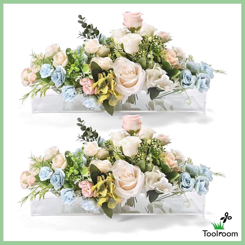Lọ Hoa Hình Chữ Nhật Bằng Acrylic Trong Suốt Kèm Giá Đỡ 10 Lỗ Dùng Trang Trí Văn Phòng