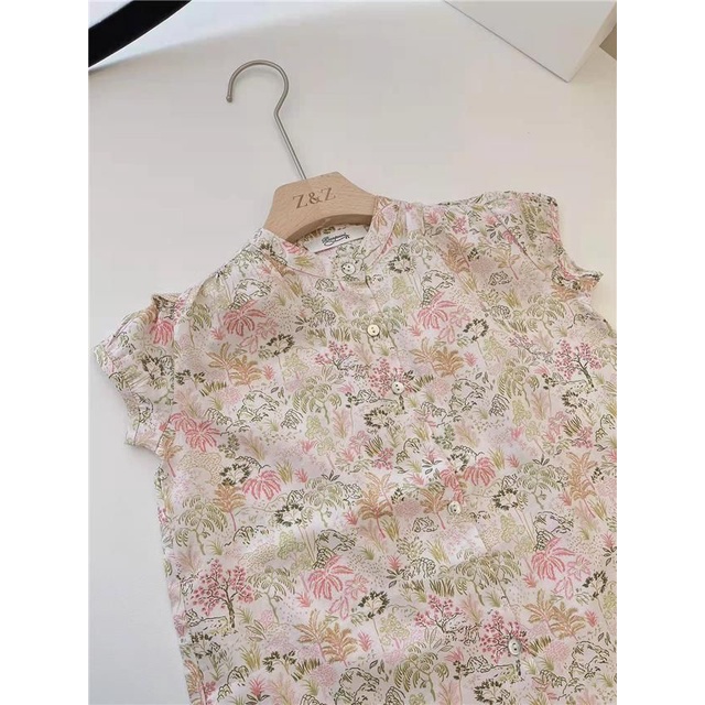 Bộ Áo Thun Tay Ngắn Và Quần Ngắn In Hoa Phong Cách Hàn Quốc Dễ Thương Thời Trang Mùa Hè Cho Bé Gái