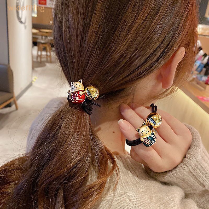 1 Vòng Tay Dây Thừng Đính Mặt Mèo May Mắn Bằng Resin Phong Cách Hoạt Hình Dễ Thương