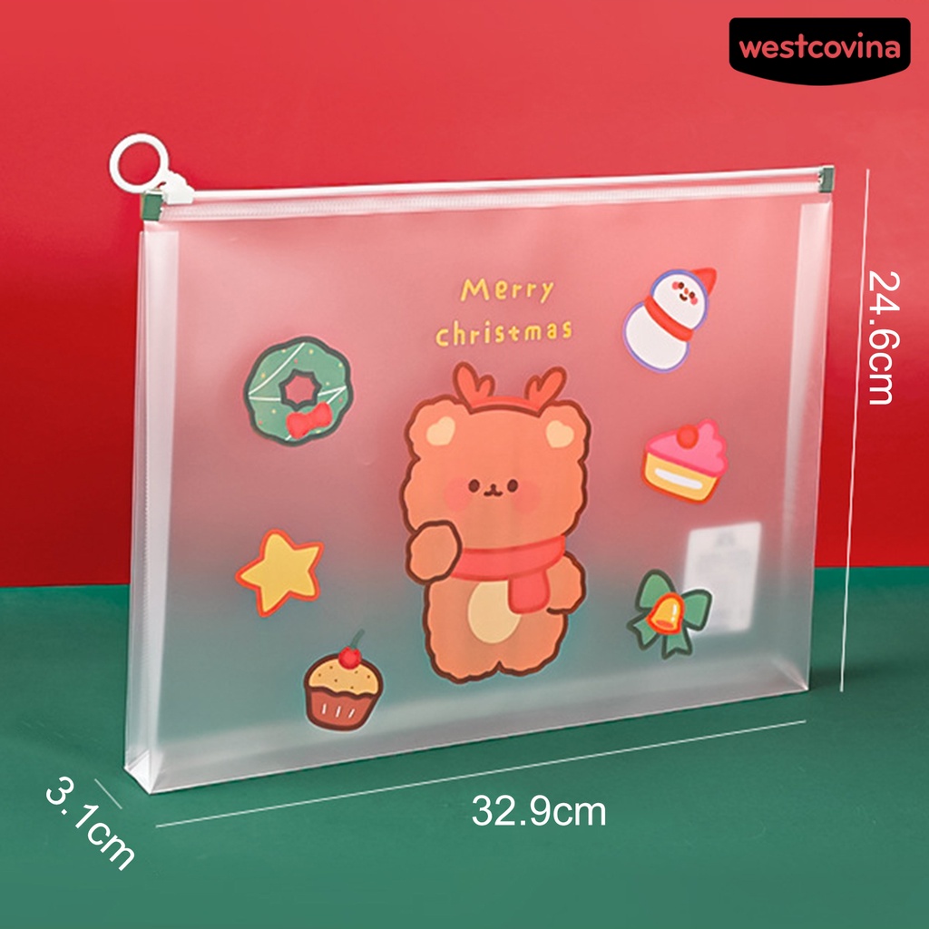 [WSTN]✎Túi Đựng Tài Liệu A4 Trong Suốt Chống Thấm Nước Sức Chứa Lớn Có Khóa Kéo Họa Tiết Hoạt