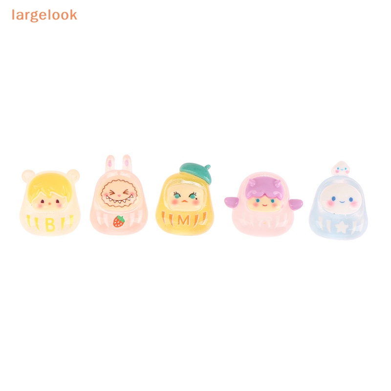 Set 5 Mặt Dây Chuyền Hình Búp Bê Dharma Bằng Nhựa Phát Quang Dễ Thương DIY