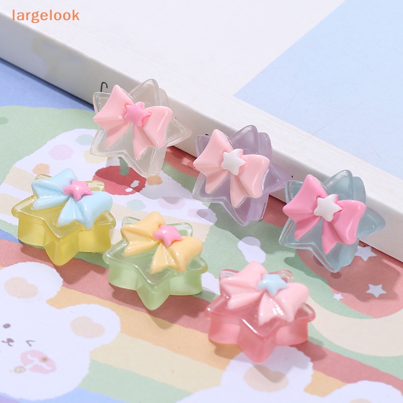 [Biglook] Bộ 5 Miếng Dán Hình Dán Trang Trí Hộp Quà Cốc Nước / Điện Thoại Hình Chiếc Nơ Ngôi Sao Năm Cánh Bằng Nhựa Resin Mini