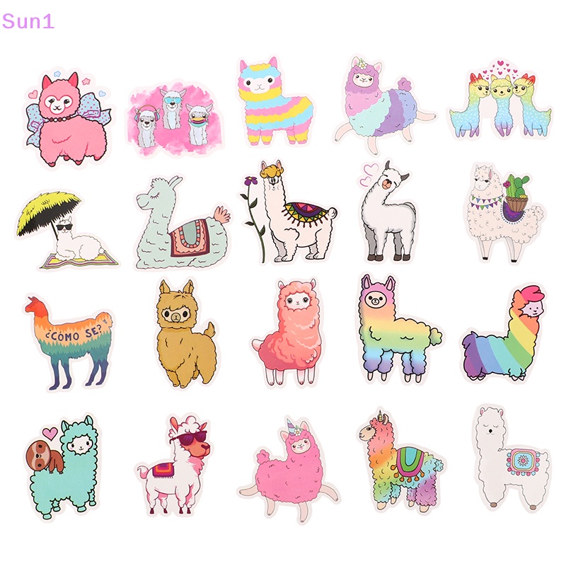 Set 50 Miếng Dán Hình Lạc Đà Alpaca Hoạt Hình Đáng Yêu Trang Trí Sổ Tay / Xe Đạp / Ô Tô