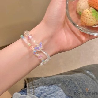 Vòng tay chuỗi hạt pha lê hình bướm dễ thương cho nữ