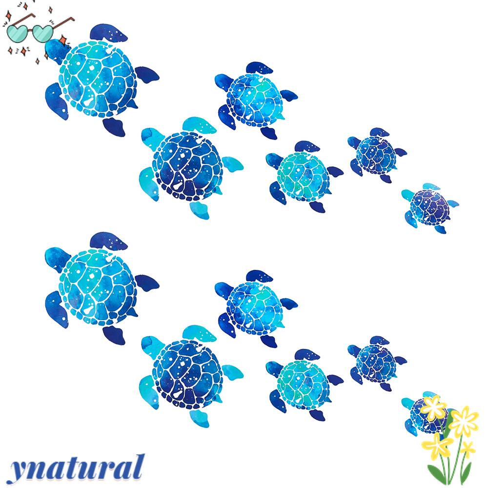 YNATURAL Set 2 / 12 Sticker Dán Tường Chống Thấm Nước Hình Rùa Biển