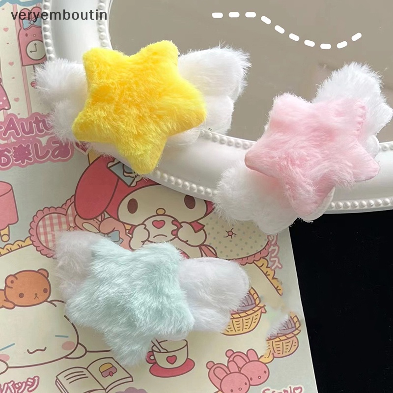 Kẹp Tóc Hình Chú Vịt / Ngôi Sao / Cánh Lông Xù Mềm Mại Dễ Thương Thời Trang Cho Bé Gái