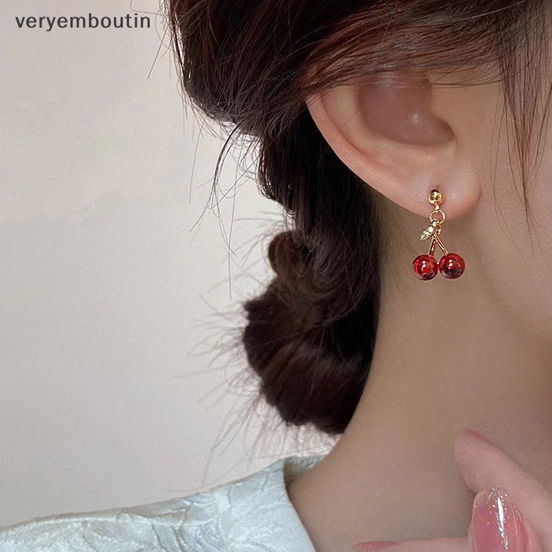 Bộ Vòng cổ + Bông Tai Hình Quả Cherry Đỏ Thời Trang Cá Tính Cho Nữ