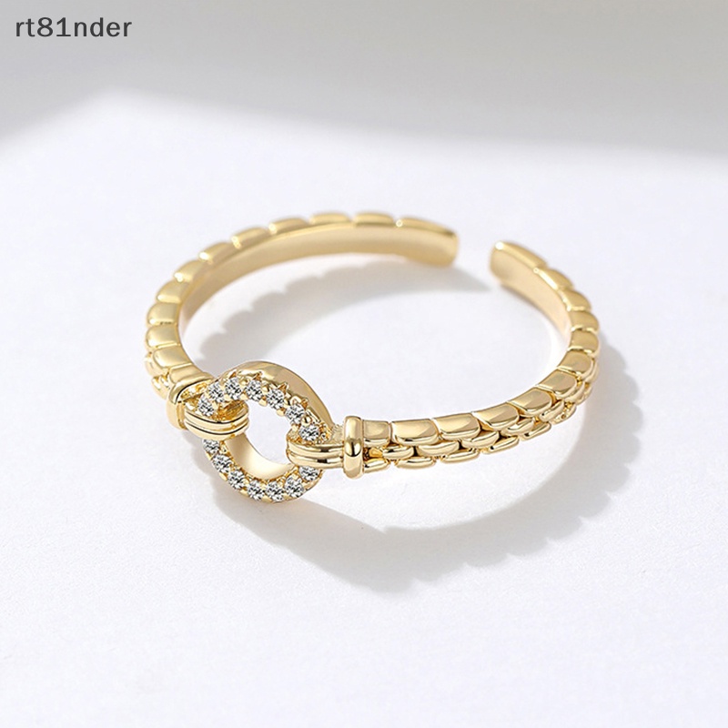 Rt Nhẫn Tròn Hở Bằng Hợp Kim Đính Đá Zircon Lấp Lánh Có Thể Điều Chỉnh Thời Trang Cho Nữ