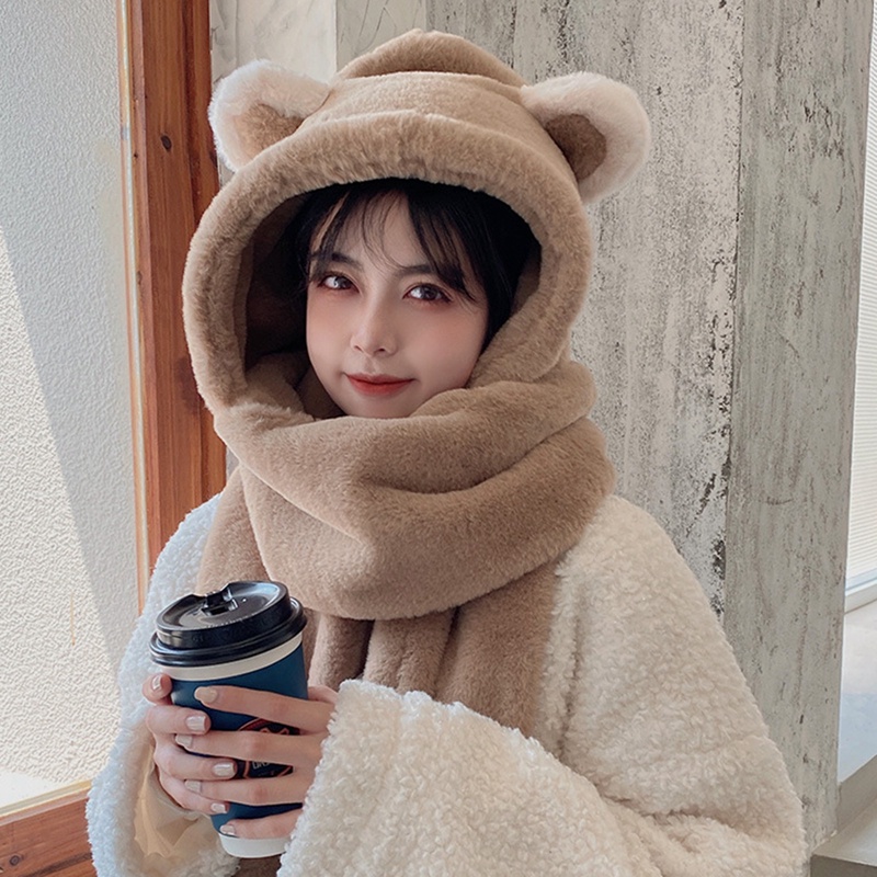 Ygt [Hàng Có Sẵn] Set Mũ Beanie Và Khăn Choàng Cổ Lông Xù Giữ Ấm Mùa Đông Phong Cách Jennie Mới Lạ Thời Trang Thường Ngày Cho