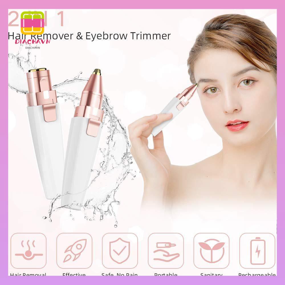DIACHAVN Máy Tỉa Lông Mày Mini 2 Trong 1 Không Đau Có Thể Sạc Lại Cho Nữ