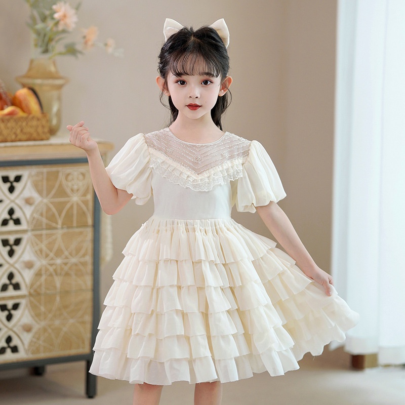 Đầm Công Chúa Tay Ngắn Đính Nơ Thời Trang Mùa Hè Xinh Xắn Cho Bé Gái