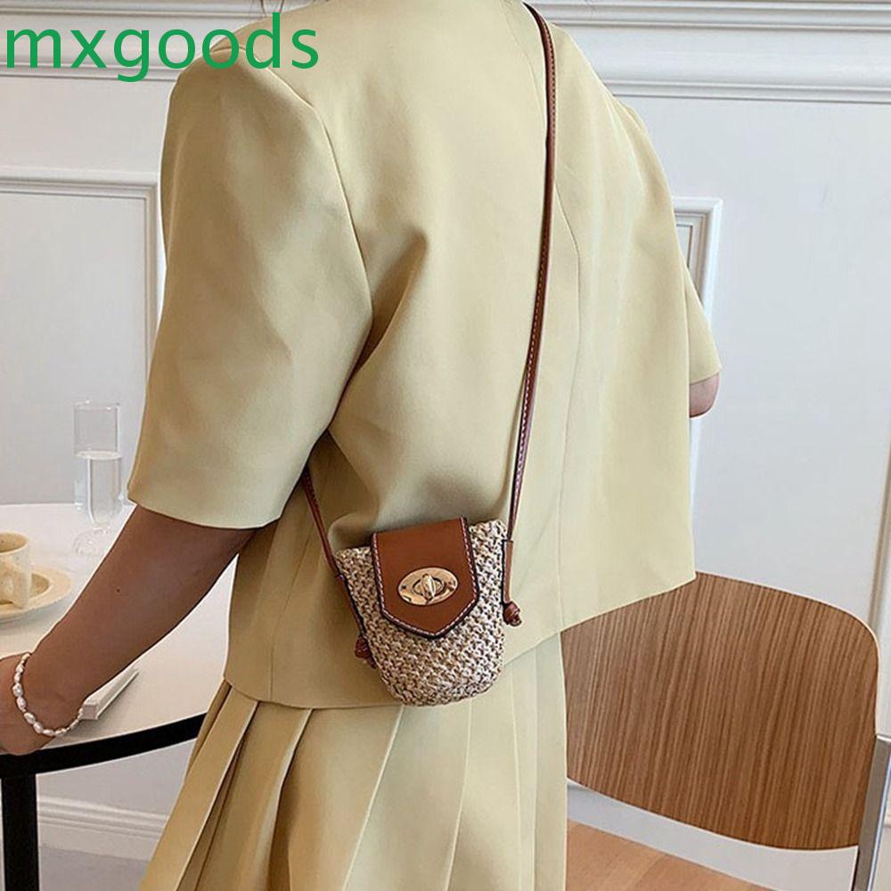 MXGOODS Túi Xách Đan Rơm Thủ Công Mini Phong Cách Bohemian Thời Trang Cho Nữ