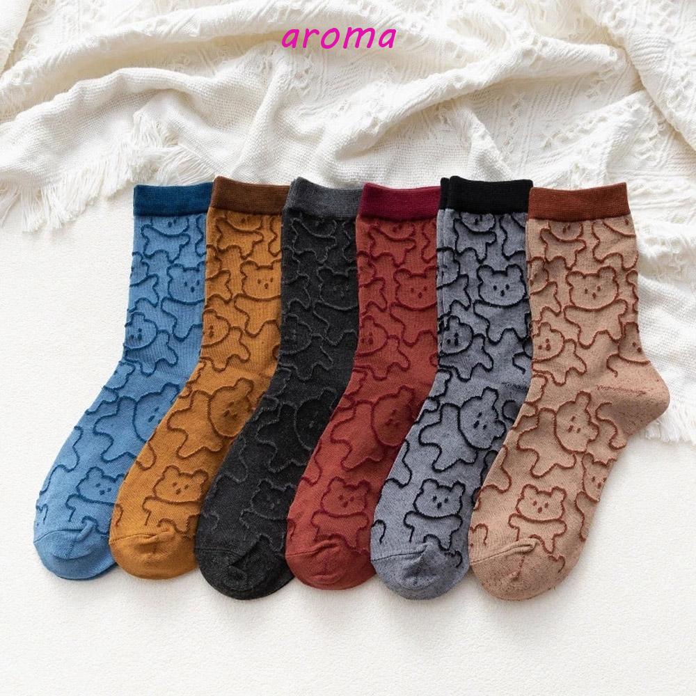 AROMA Vớ Cotton Nữ Họa Tiết Hoạt Hình Dễ Thương