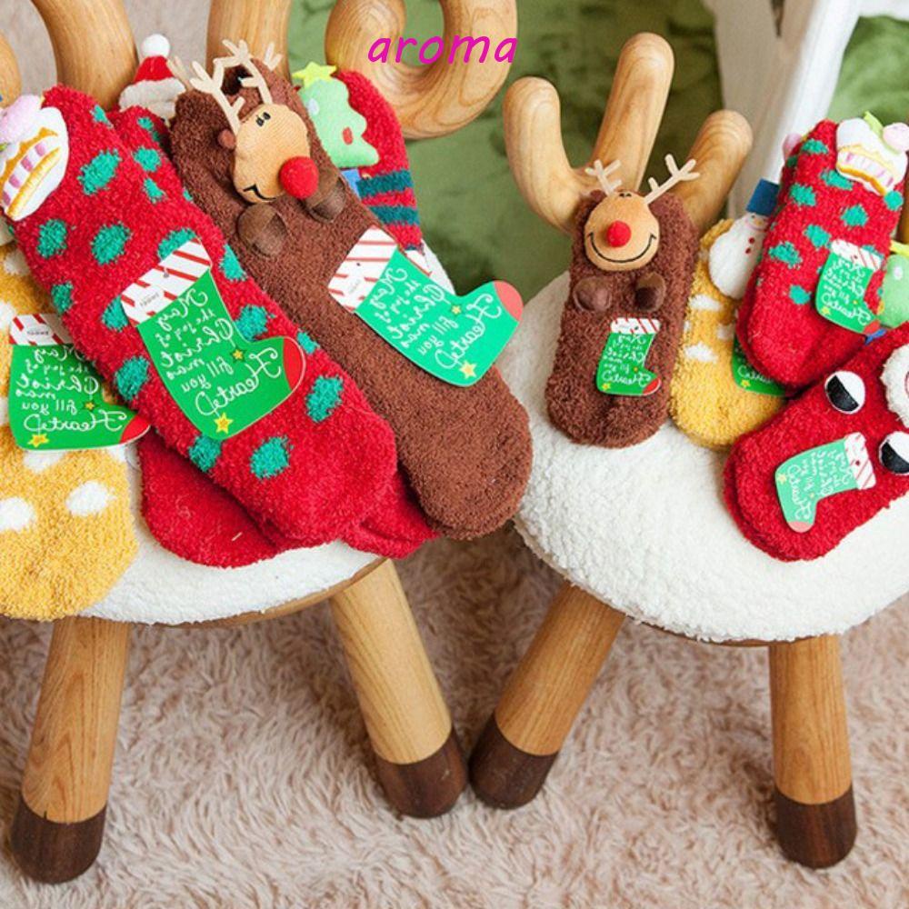 AROMA Vớ Nữ In Họa Tiết Giáng Sinh Dễ Thương Phong Cách Harajuku Nhật Bản