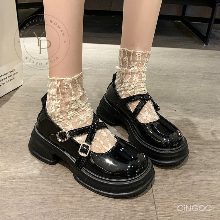 Giày Búp Bê Da PU Mũi Tròn Thời Trang Cho Nữ (3-5cm)