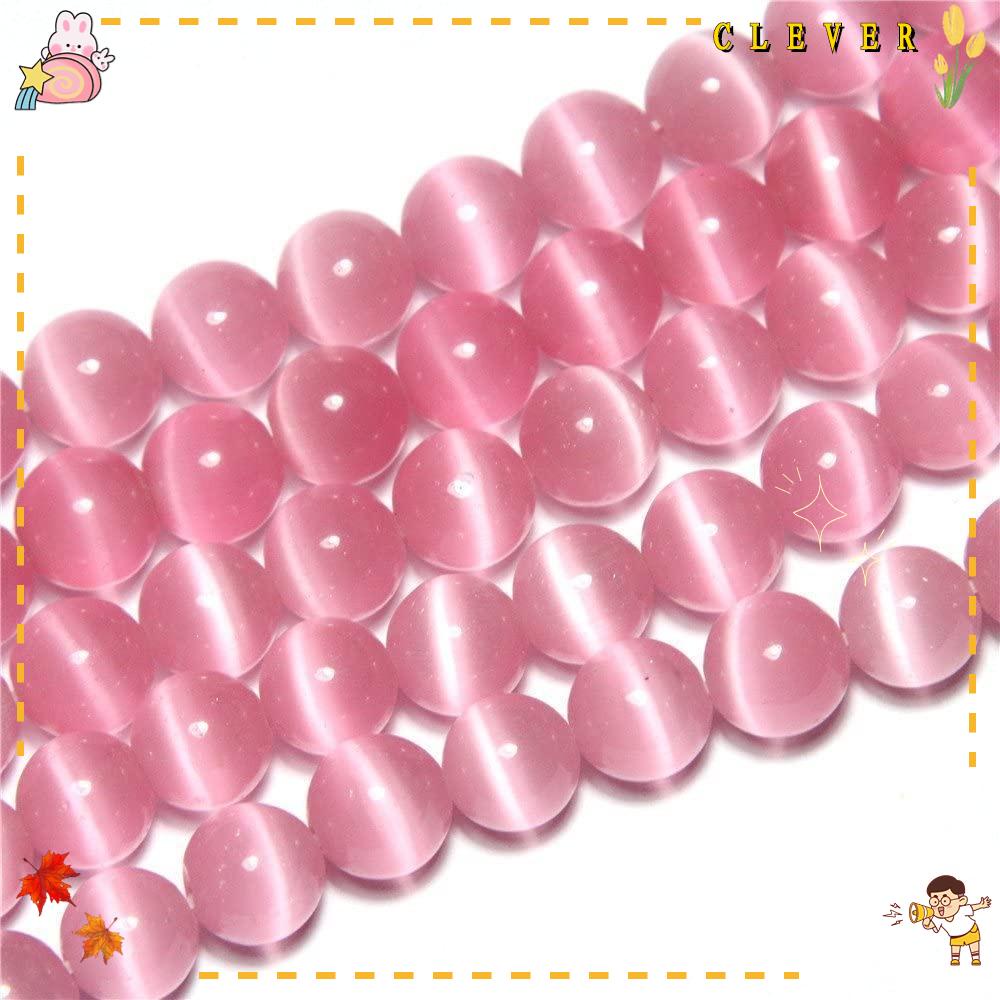 CLEVER Set 96 Hạt Mắt Mèo 8mm Màu Hồng Làm Trang Sức Thủ Công