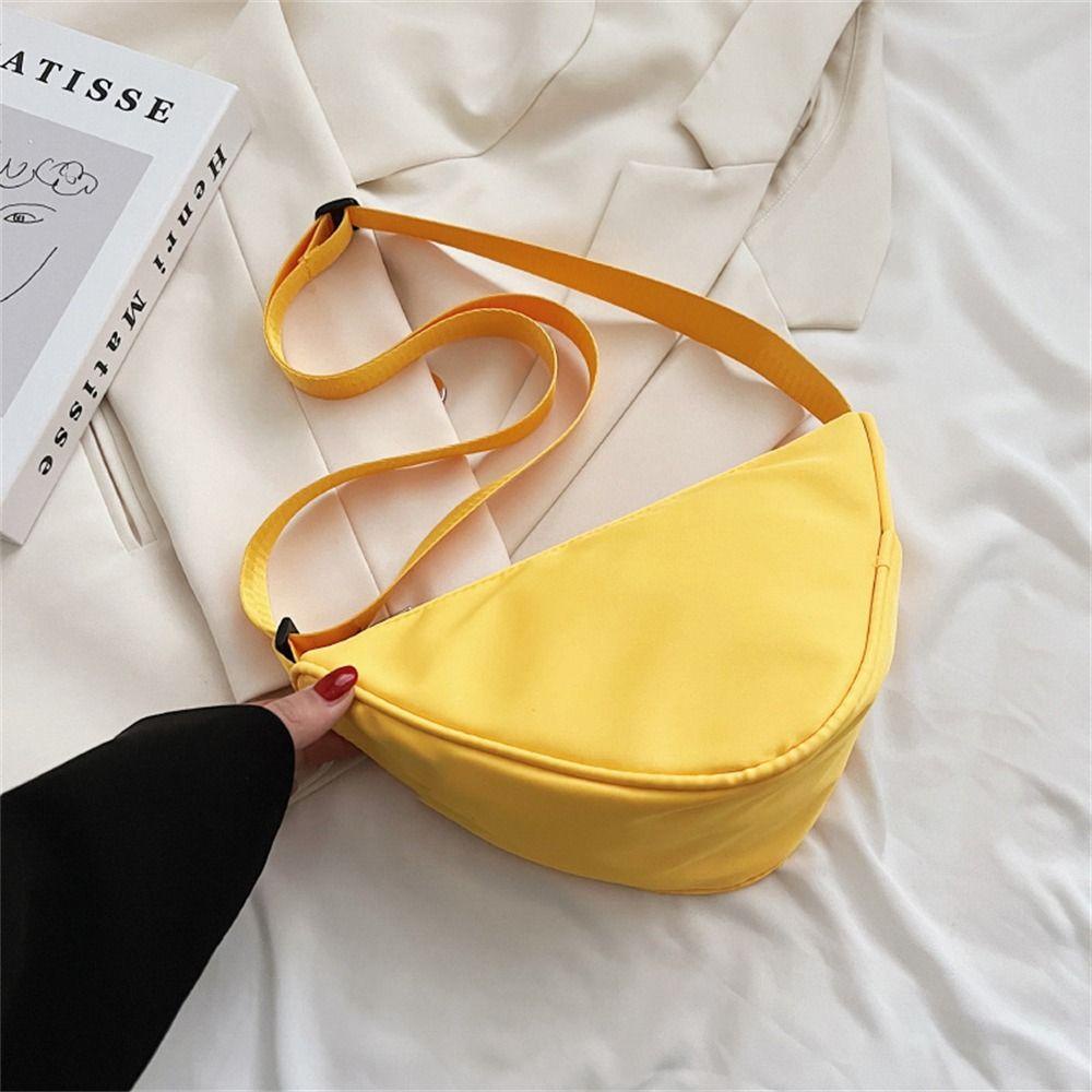 LEISURE Túi Xách Đeo Vai Hình Tam Giác Màu Trơn Sức Chứa Lớn Bằng Nylon Thời Trang Cho Nam Và Nữ