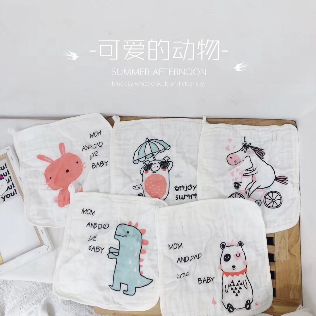 Khăn Tắm 5 Thùng 6 Lớp Kích Thước 30 * 30 Siêu Thấm Hút Cho Bé