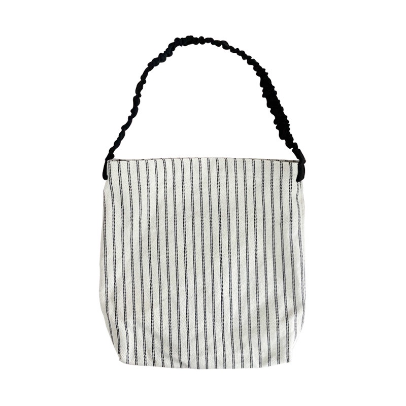 Túi Tote Đeo Vai Vải Canvas Kẻ Sọc Cỡ Lớn Kiểu Retro Cá Tính