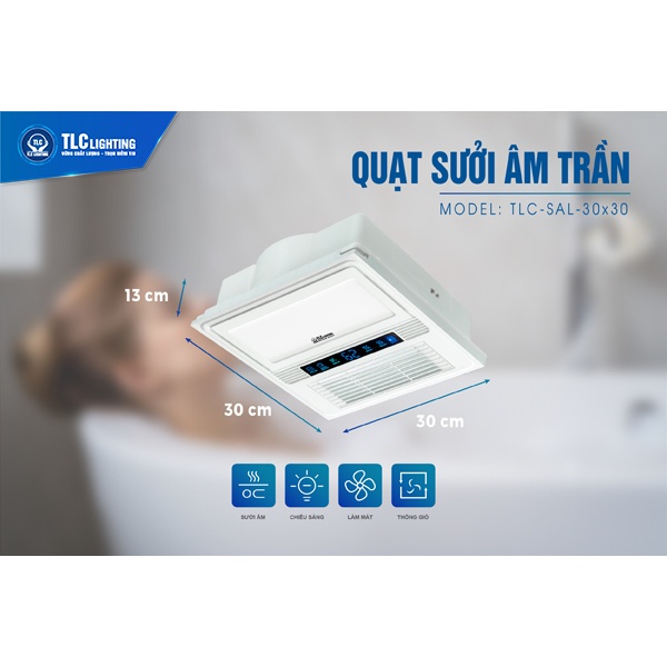 Quạt sưởi âm trần đa năng KAW-TLC, đèn sưởi nhà tắm làm ấm, làm mát, chiếu sáng bảo hành chính hãng 3 năm