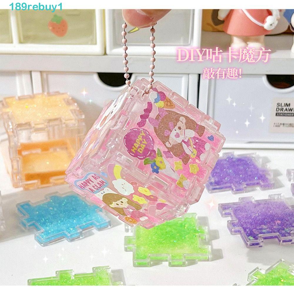 REBUY1 Móc Khóa / Thẻ Mạt Chược Trong Suốt Dạng Cát Chảy Độc Đáo DIY