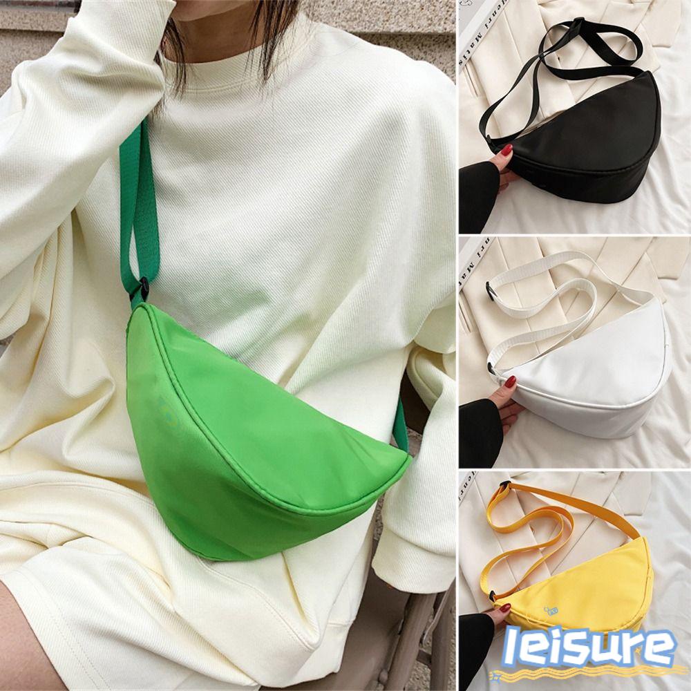 LEISURE Túi Xách Đeo Vai Hình Tam Giác Màu Trơn Sức Chứa Lớn Bằng Nylon Thời Trang Cho Nam Và Nữ