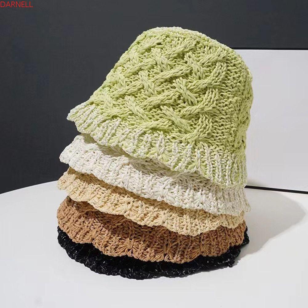 DARNELL Nón Tai Bèo Chống Tia UV Thiết Kế Đục Lỗ Thoáng Khí Phong Cách Pháp Đơn Giản Thời Trang Đi Biển Cho Nữ