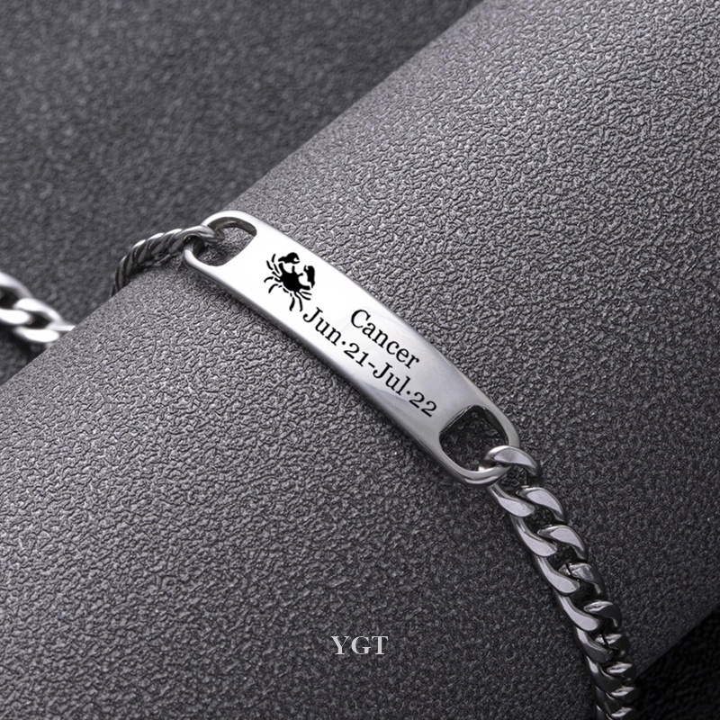 Ygt Gemini Leo Libra Scorpio Sagittarius Vòng Tay Đơn Giản Bằng Thép Không Gỉ Trang Sức Thời Trang Cho Nam Và Nữ