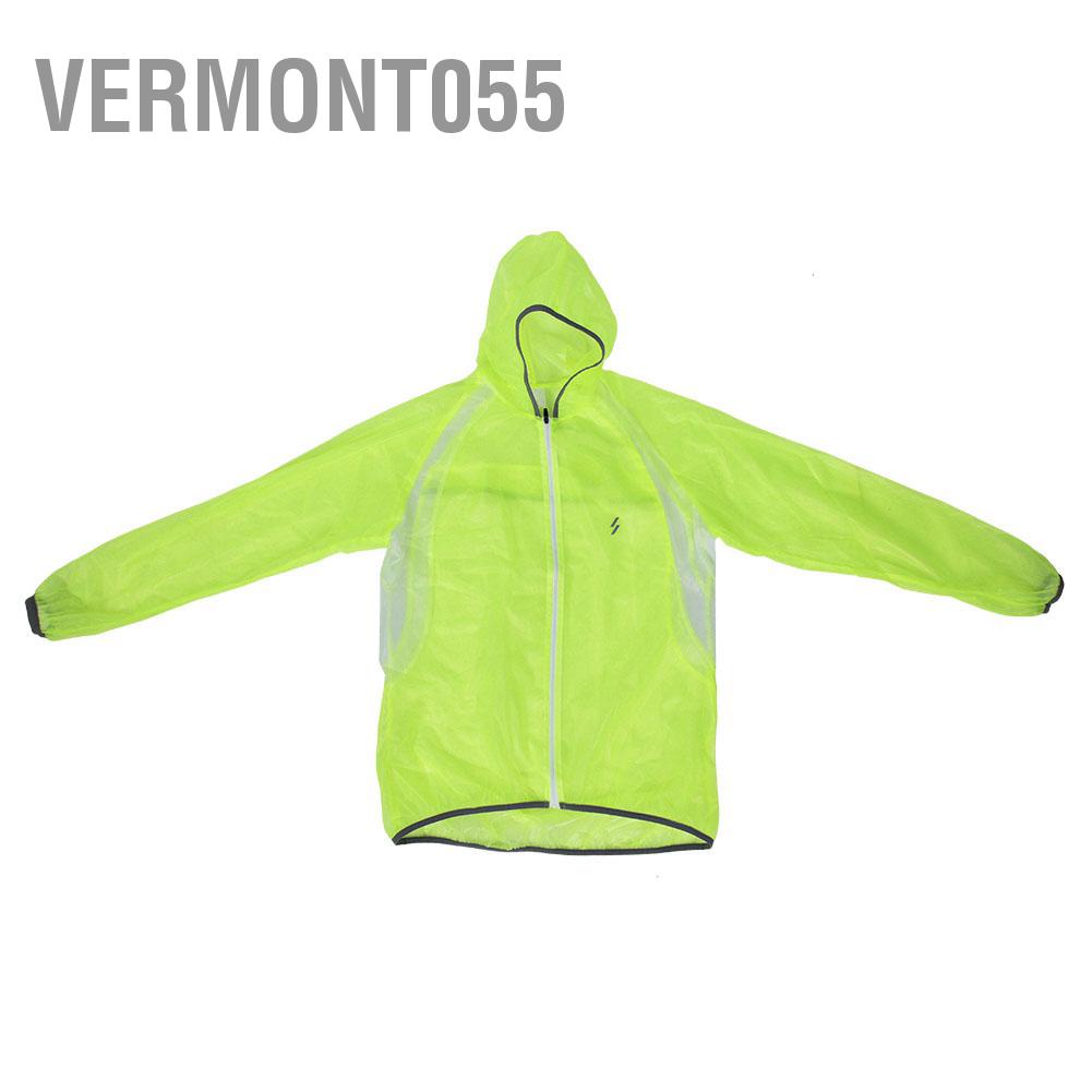 Vermont055 Huỳnh Quang Xanh Unisex Phản Xe Đạp Đi Áo Khoác Thoáng Khí Mưa Có Mũ Trùm Đầu