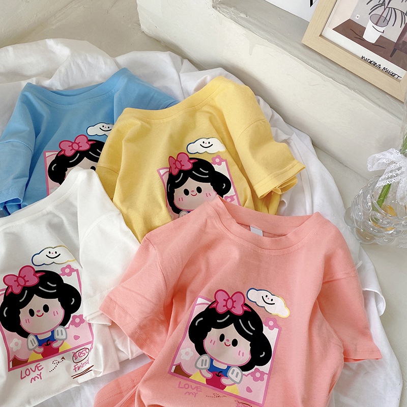 Áo Thun In Hoạt Hình Công Chúa Disney Dễ Thương Cho Bé Gái Từ 1-9 Tuổi