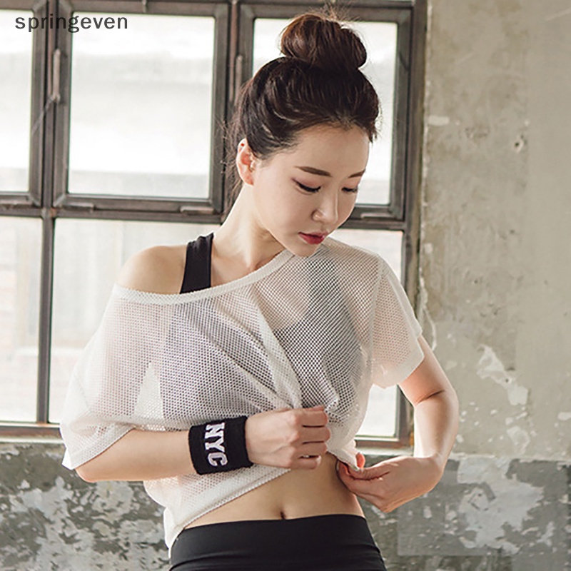 Áo Thun Tay Ngắn Phối Lưới Màu Trơn Thời Trang Xuân Hè Phong Cách Harajuku Y2K Cho Nữ