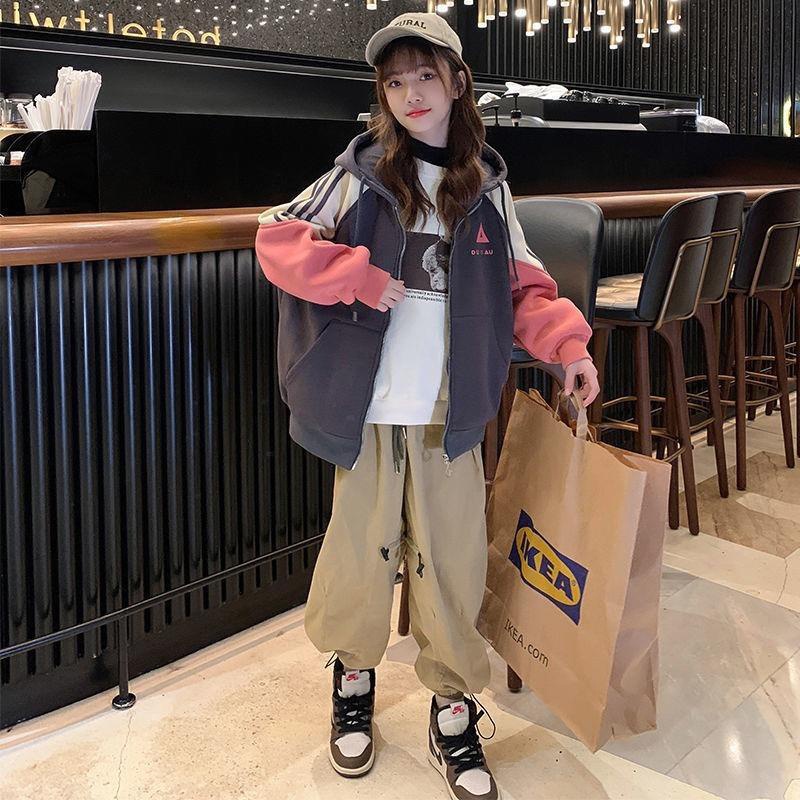 Áo Khoác Cardigan Có Nón Dáng Rộng Màu Sắc Phù Hợp Mùa Thu Đông Phong Cách Hàn Quốc Cho Mẹ Và Bé