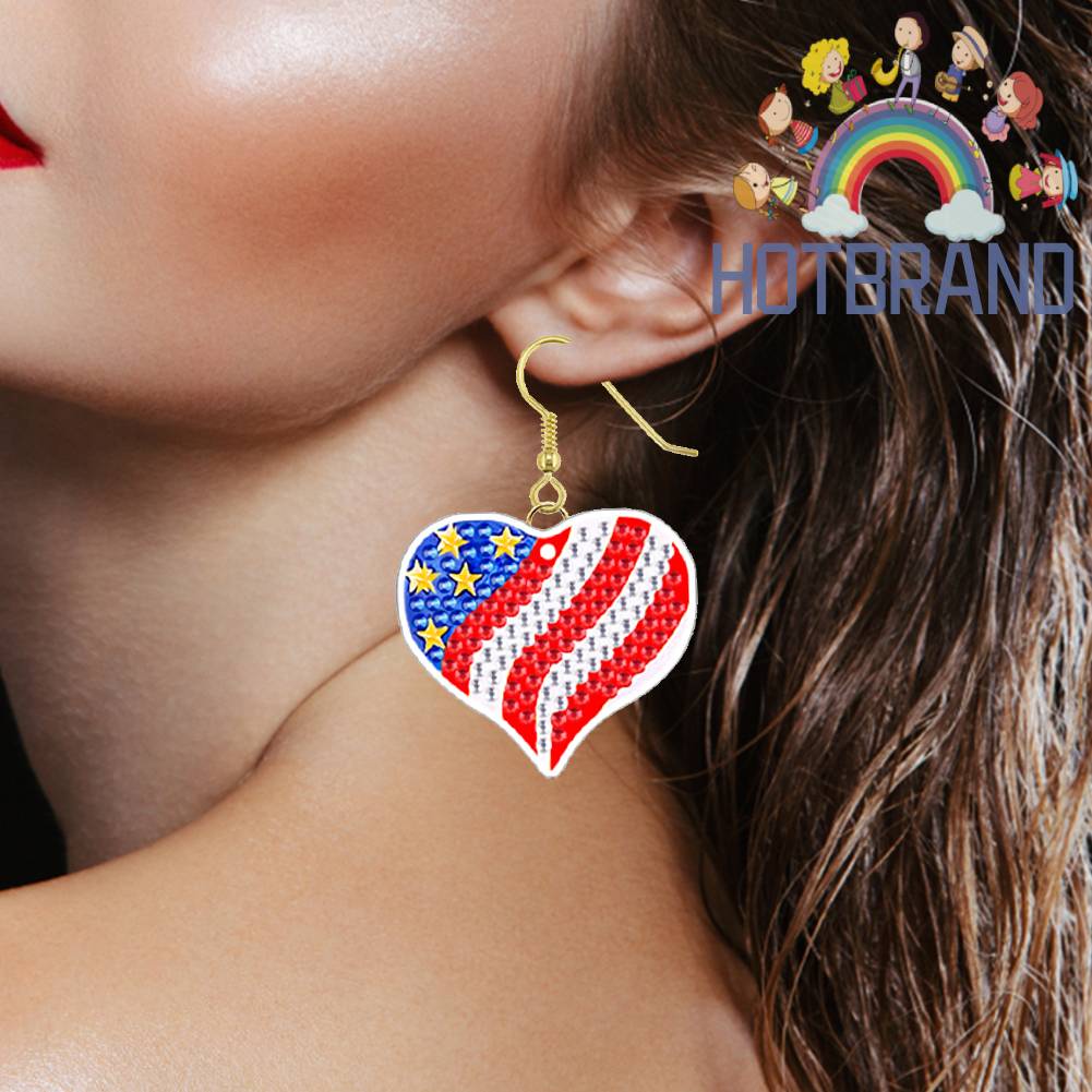 Set 2 Đôi Bông Tai Đính Hạt Kim Cương Giả Hình Dạng Đặc Biệt DIY