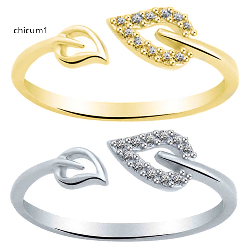 Nhẫn Hở Hình Trái Tim Đính Đá Độc Đáo