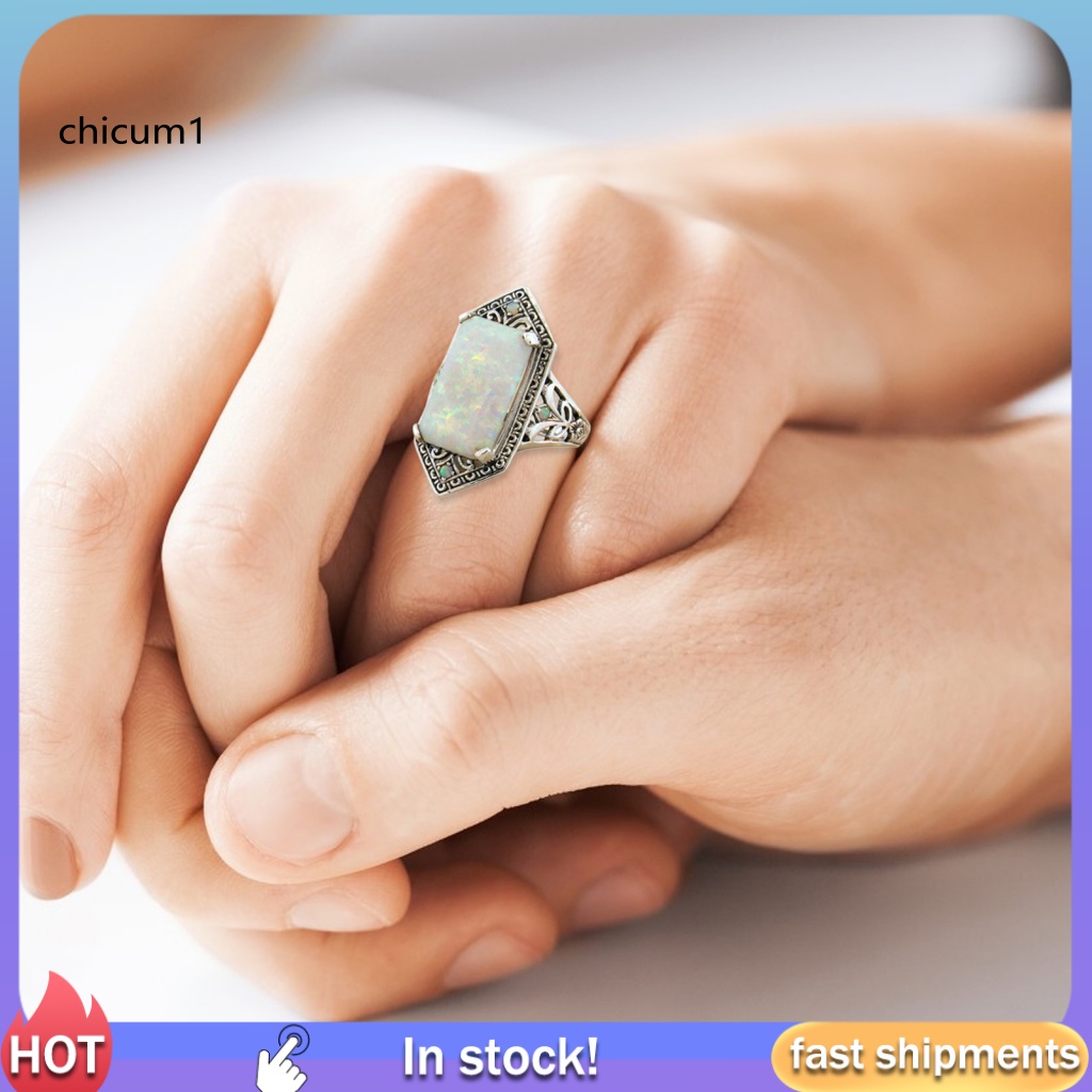 Nhẫn Hình Vuông Đính Đá Nhân Tạo Phong Cách Vintage Thời Trang Cho Nữ