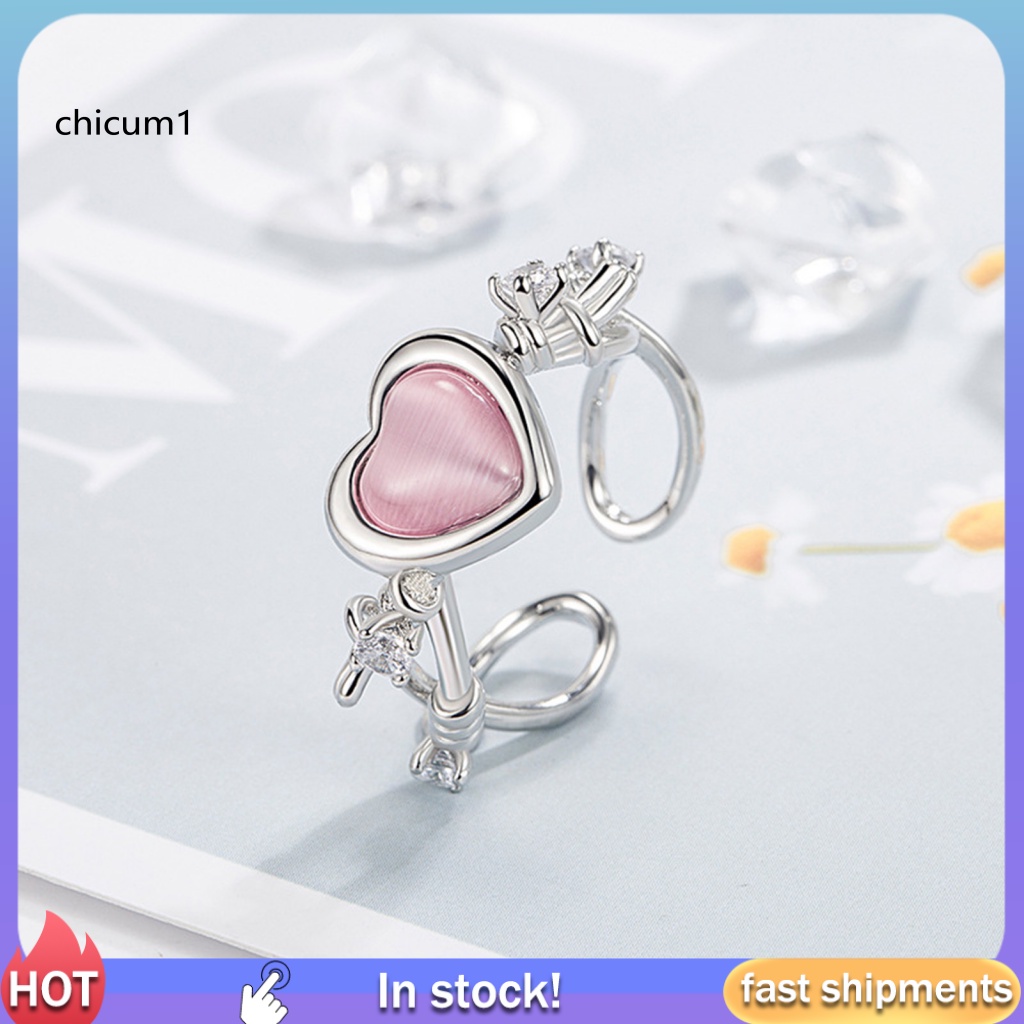 Nhẫn Hở Đính Đá Opal Nhân Tạo Hình Trái Tim Cho Nữ
