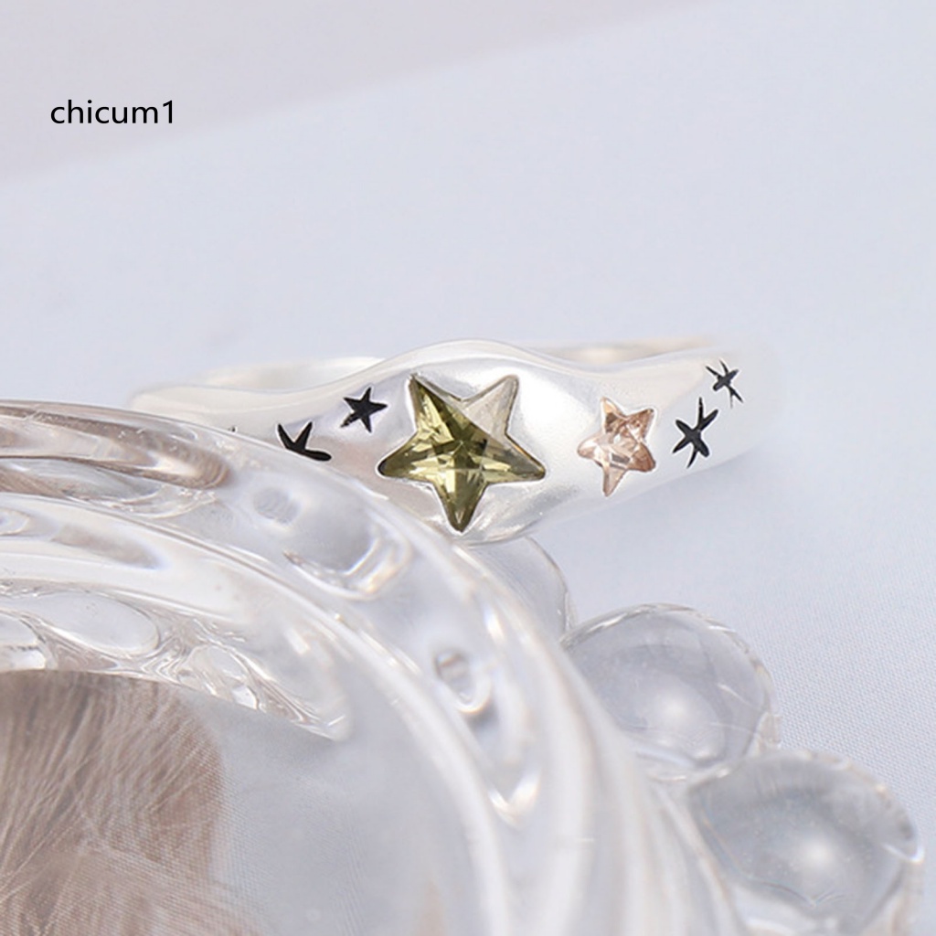 Nhẫn Hở Đính Đá Zircon Nhiều Màu Tùy Chỉnh Phong Cách Punk Tinh Tế Cho Nữ