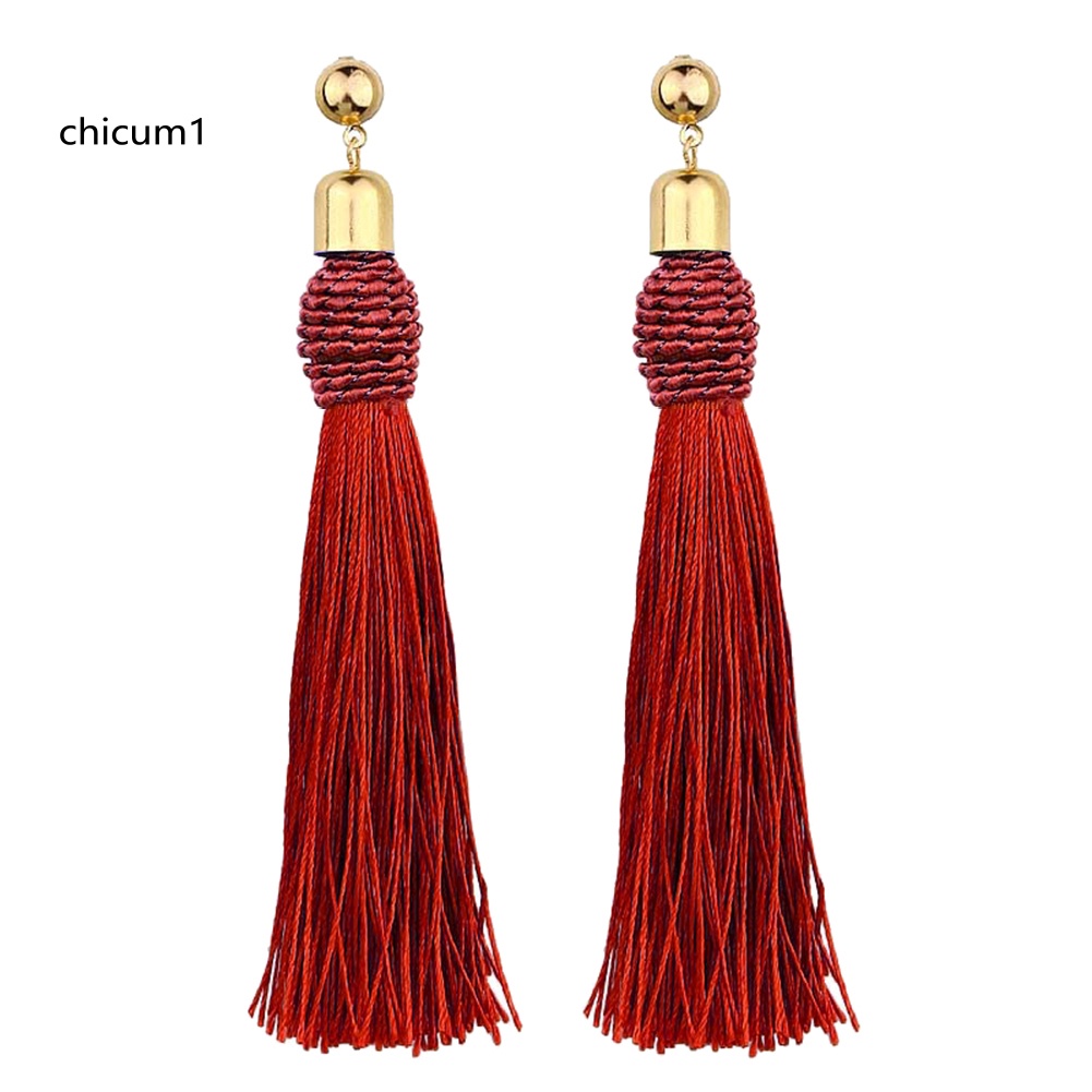 Bông Tai Dạng Dây Tua Dài Phong Cách Bohemia Cho Cô Dâu