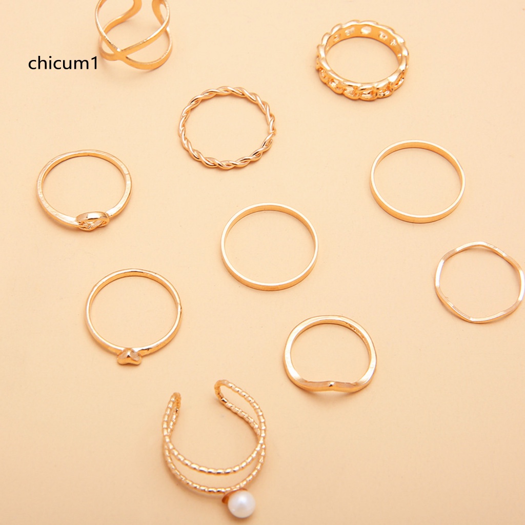 Set 10 Nhẫn Đeo Khớp Ngón Tay Phong Cách Vintage Cho Nữ