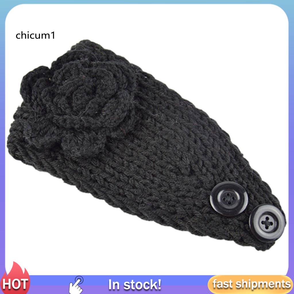 Băng Đô Dệt Kim Cài Nút Giữ Ấm Thoải Mái Cho Nữ